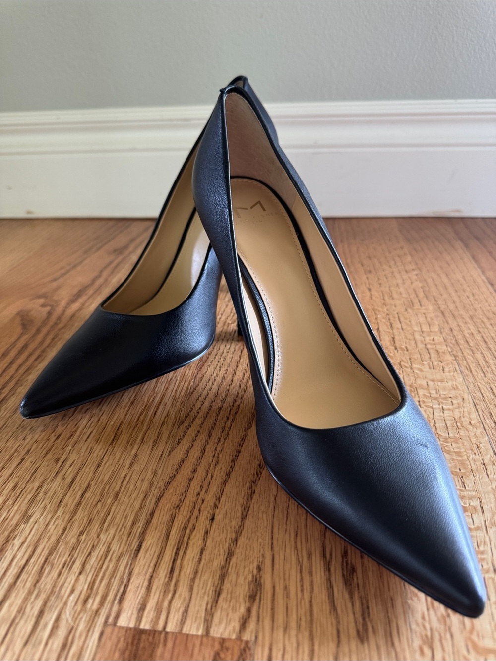 Marc Fisher Black Pointed Leather Stiletto Pumps